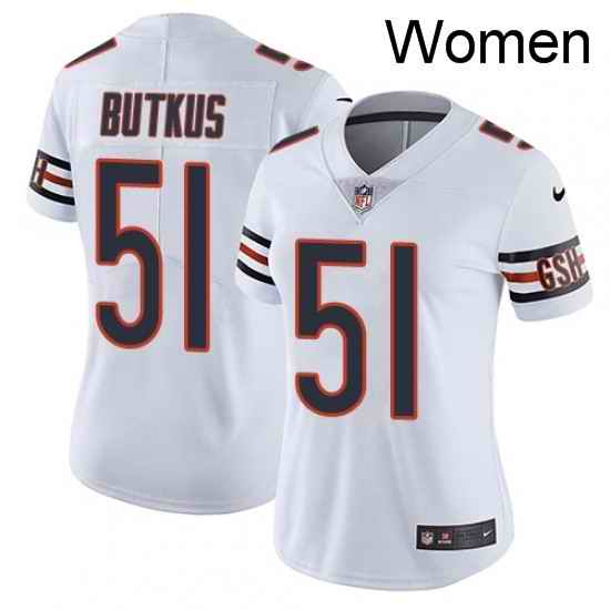 Womens Nike Chicago Bears 51 Dick Butkus White Vapor Untouchable Limited Player NFL Jersey